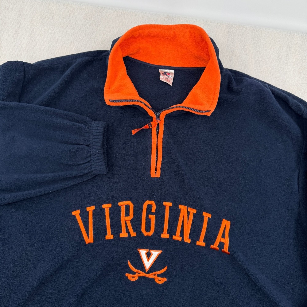 Vintage Russell Athletic Virginia Cavaliers Mens 3XLT Fleece Pullover Navy Blue